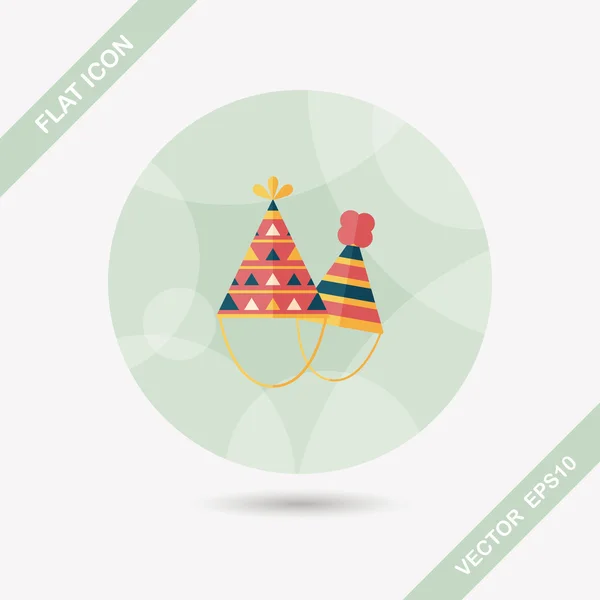 Sombrero de cumpleaños icono plano con sombra larga, eps10 — Archivo Imágenes Vectoriales