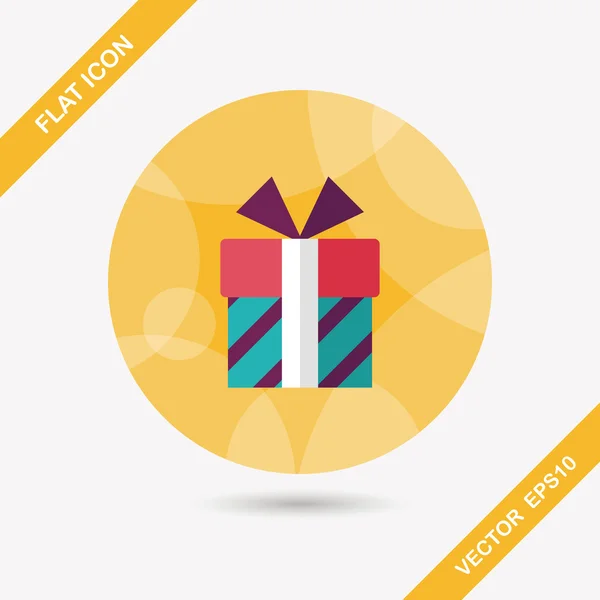 Gift flat icon with long shadow, eps10 — стоковый вектор