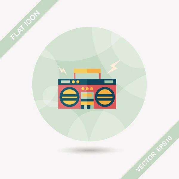 Ghetto blaster audio flat icon with long shadow,eps10 — Stock Vector