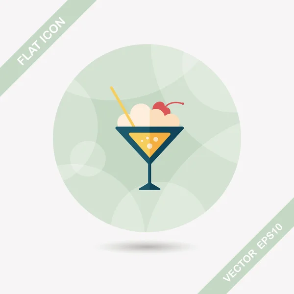 Cocktail flat icon with long shadow — Stock Vector
