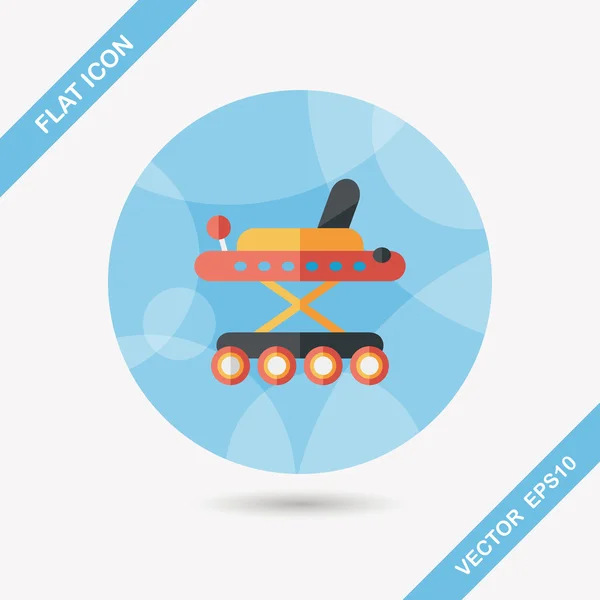 Baby walker flat icon with long shadow, eps10 — стоковый вектор