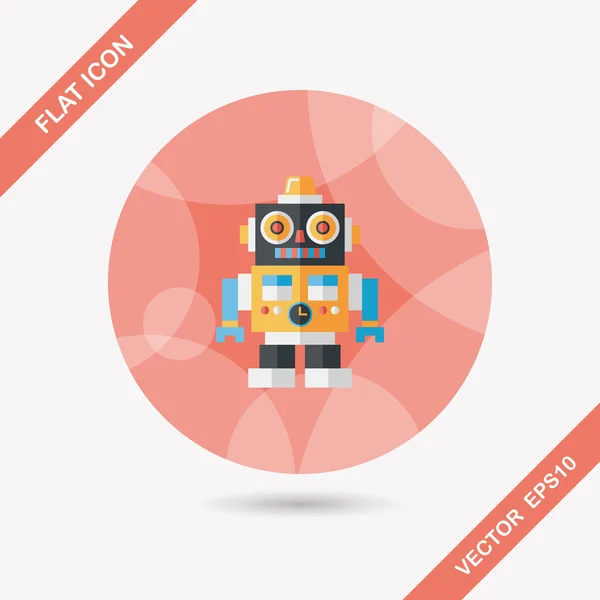 Vintage robot flat icon with long shadow,eps 10 — Stock Vector