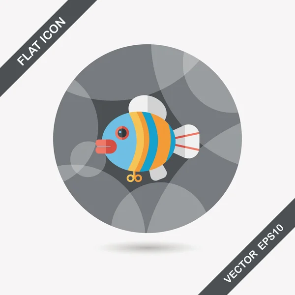 Fish toy flat icon with long shadow, eps 10 — стоковый вектор