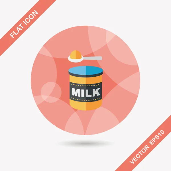 Powdered milk dairy food flat icon with long shadow,eps 10 — Stock Vector