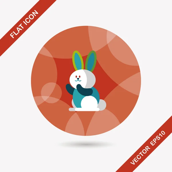 Conejo icono plano con sombra larga, eps 10 — Vector de stock