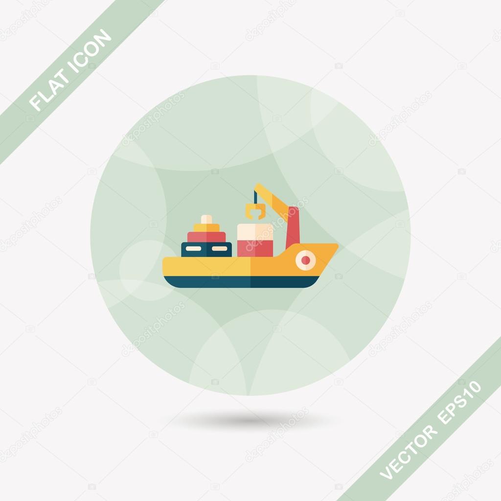 Transportation Container ship flat icon with long shadow,eps10