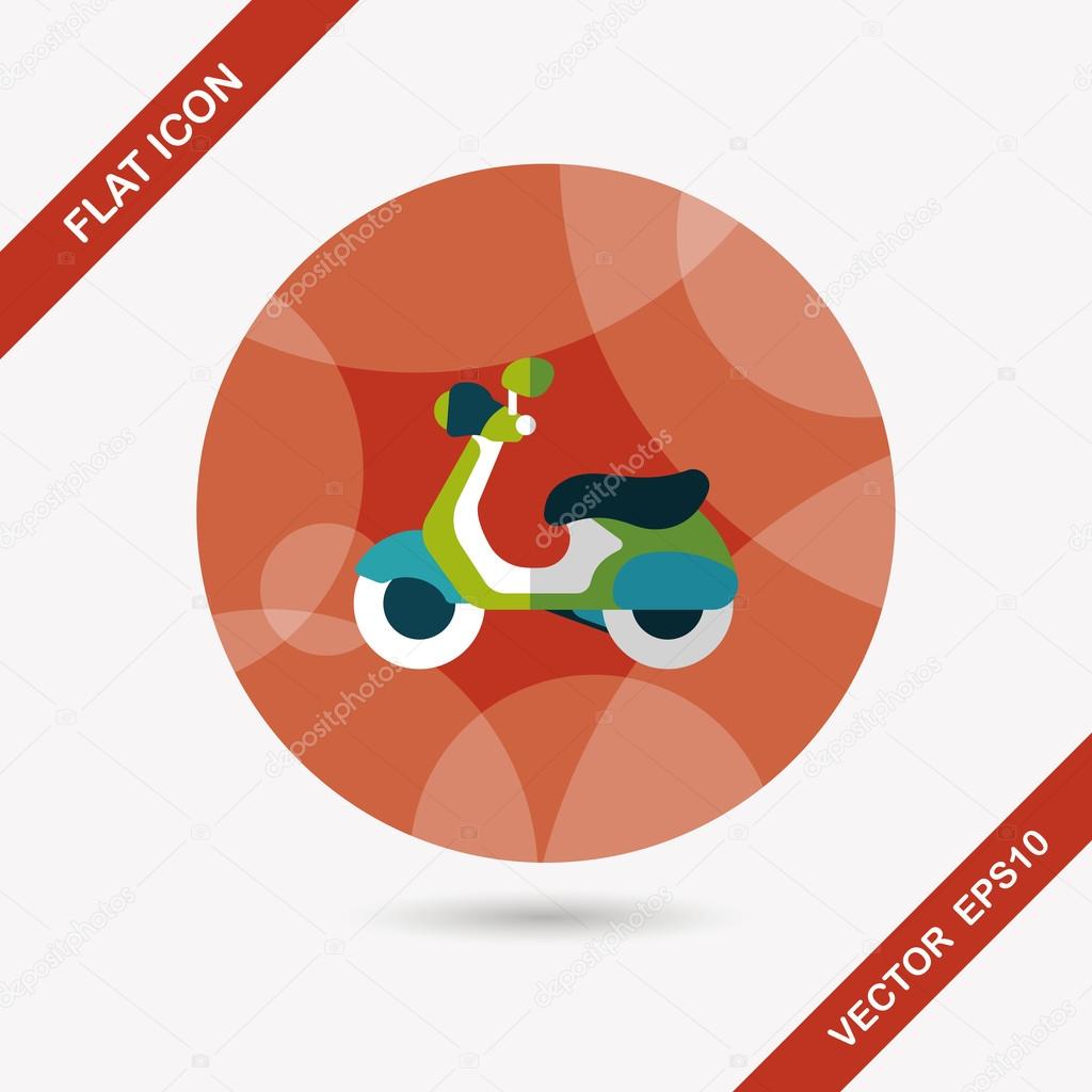 Transportation scooter flat icon with long shadow,eps10