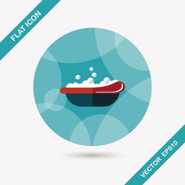 Bebek banyo düz simgesi ile uzun gölge, eps10