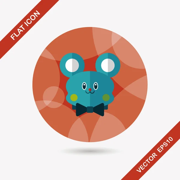 Osito de peluche icono plano con sombra larga — Vector de stock