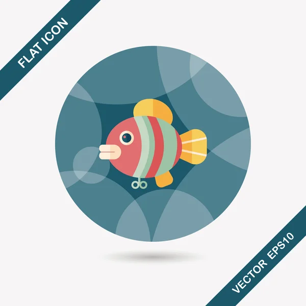 Fisk leksak platt ikonen med långa skugga, eps 10 — Stock vektor