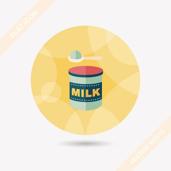 Powdered milk dairy food flat icon with long shadow,eps 10 — Stock Vector