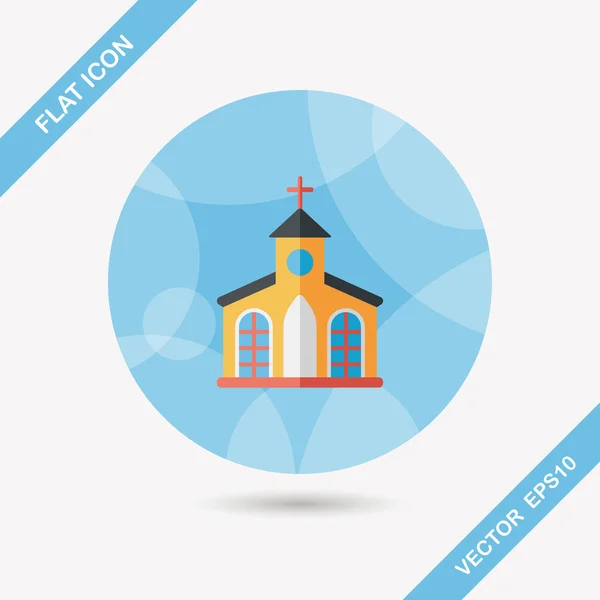 Building church flat icon with long shadow,eps10 — Stock Vector