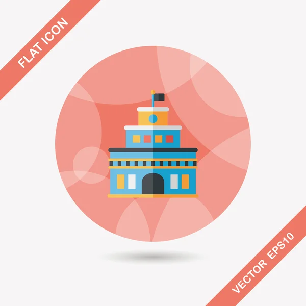 Building castle flat icon with long shadow, eps10 — стоковый вектор