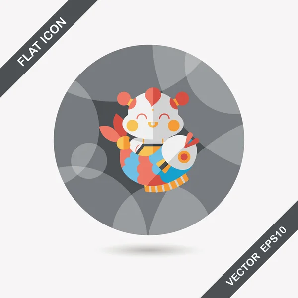Chinese New Year flat icon with long shadow, eps10 Chinese Mascot — стоковый вектор