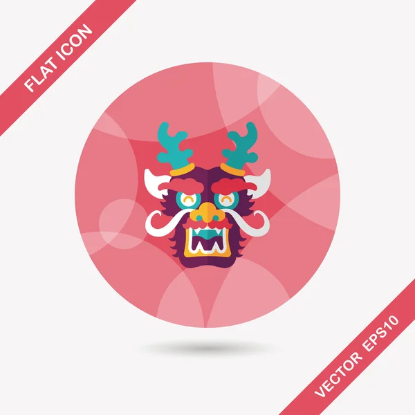 Capodanno cinese icona piatta con lunga ombra, eps10, Il drago e — Vettoriale Stock