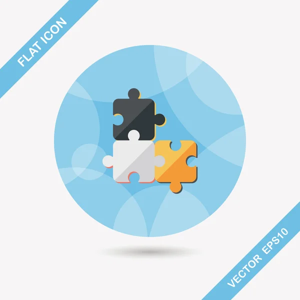 Puzzle flat icon with long shadow, EPS 10 — стоковый вектор