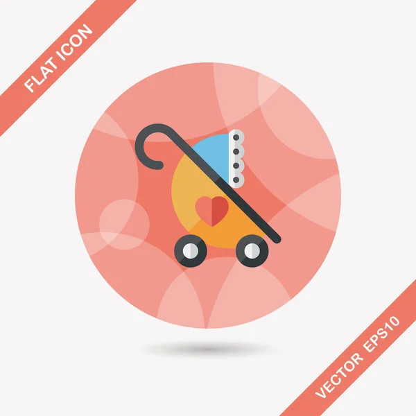 Kinderwagens platte pictogram met lange schaduw, eps10 — Stockvector