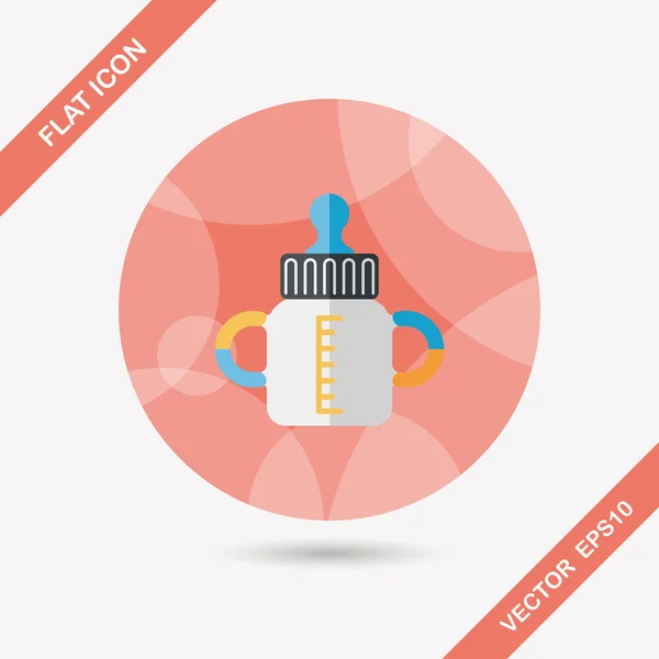 Baby bottle flat icon with long shadow, EPS 10 — стоковый вектор