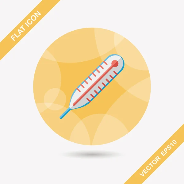 Ícone plano termômetro com sombra longa —  Vetores de Stock