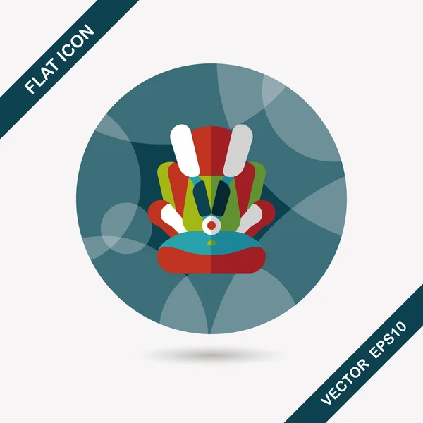 Baby car seat flat icon with long shadow, eps10 — стоковый вектор