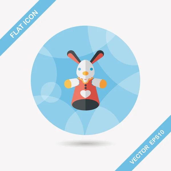 Rabbit hand puppet flat icon with long shadow, eps10 — стоковый вектор