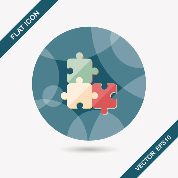 Puzzle flat icon with long shadow, EPS 10 — стоковый вектор