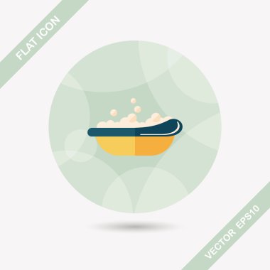 Bebek Banyo bebek düz simgesiyle uzun gölge, eps10