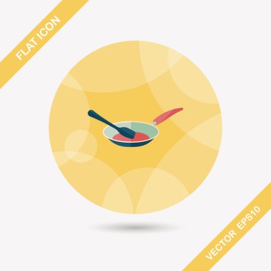 Uzun Gölge, eps ile mutfak eşyaları kızartma tavası ve kürek düz simgesi