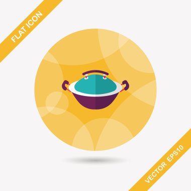 Uzun Gölge, eps10 ile mutfak eşyaları pot düz simgesi