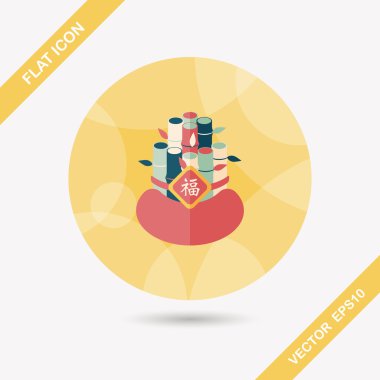 Çin yeni yılı uzun gölge, eps10, Çinli bir dekor ile düz simgesi