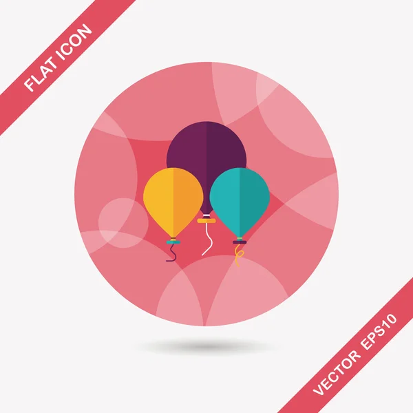 Doğum günü ballon düz simgesi ile uzun gölge, eps10 — Stok Vektör