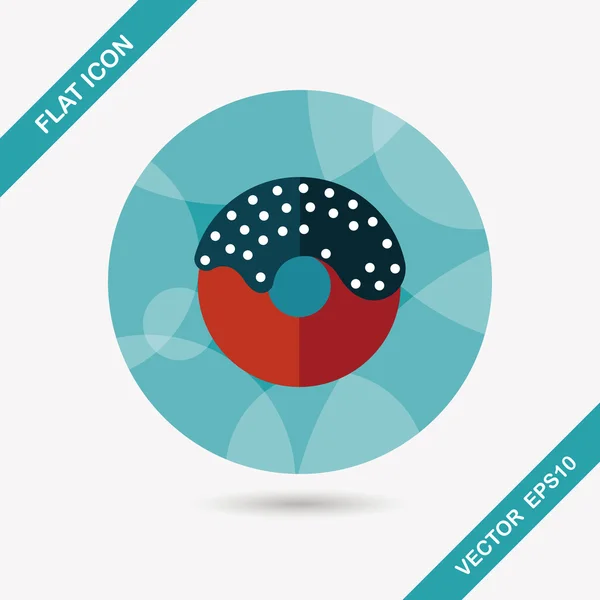Icône plate donut anniversaire avec ombre longue, eps10 — Image vectorielle