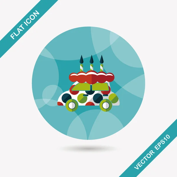 Verjaardag cake platte pictogram met lange schaduw, eps10 — Stockvector