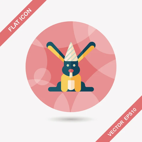 Birthday rabbit flat icon with long shadow, eps10 — стоковый вектор