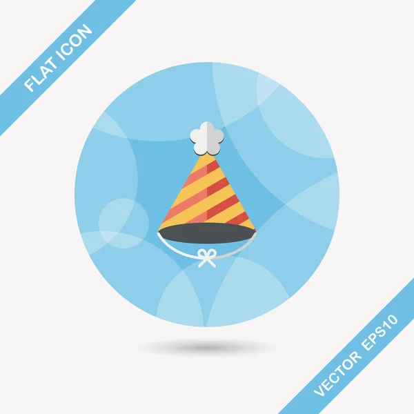 Chapeau d'anniversaire icône plate avec ombre longue, eps10 — Image vectorielle