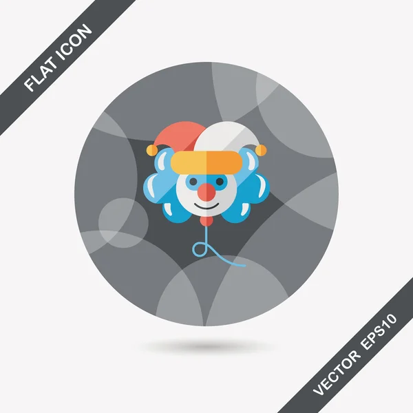 Bola de cumpleaños payaso icono plano con sombra larga, eps10 — Vector de stock