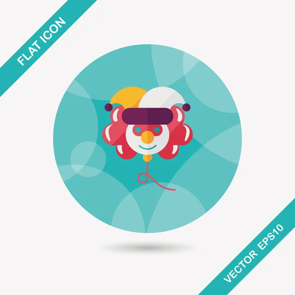 Birthday ballon clown flat icon with long shadow,eps10 — Stock Vector