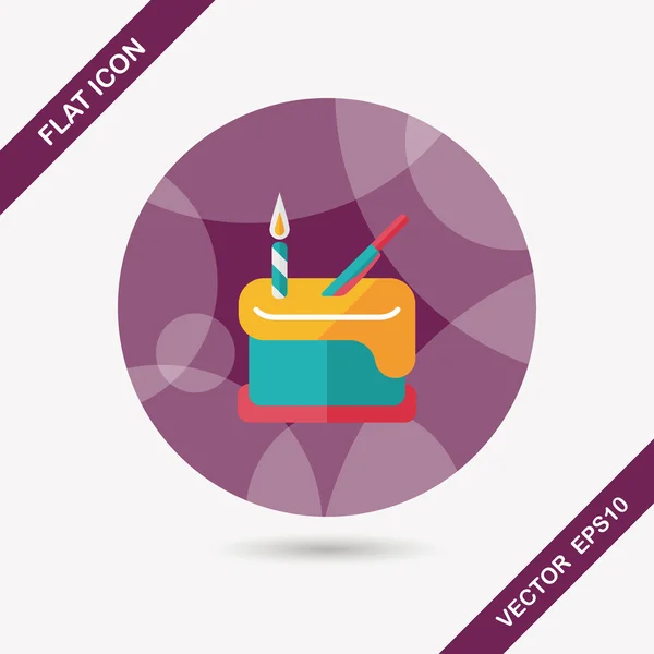 Verjaardag cake platte pictogram met lange schaduw, eps10 — Stockvector