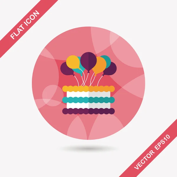 Verjaardag cake platte pictogram met lange schaduw, eps10 — Stockvector