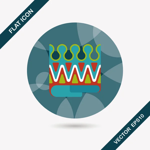 Anniversaire fête couronne icône plate avec ombre longue, eps10 — Image vectorielle