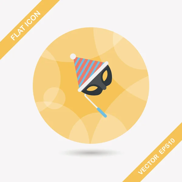 Máscara de festa de aniversário ícone plano com sombra longa, eps10 — Vetor de Stock