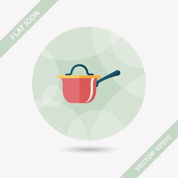 Kitchenware pot flat icon with long shadow,eps10 — Stock Vector