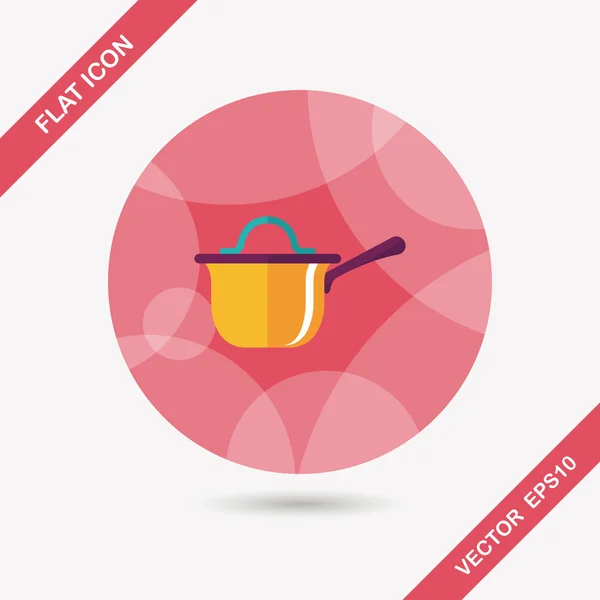 Utensilios de cocina olla icono plano con sombra larga, eps10 — Vector de stock