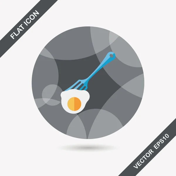 Naczynia kuchenne widelec i jajko płaski ikona z długim cieniem, eps10 — Wektor stockowy