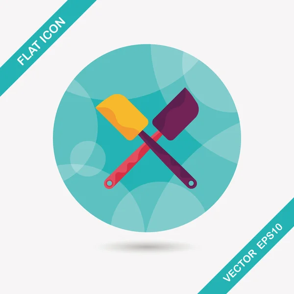 Utensilios de cocina cuchillo de pastel icono plano con sombra larga, eps10 — Vector de stock