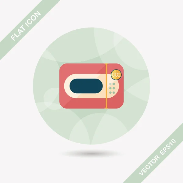 Keukengerei magnetron platte pictogram met lange schaduw, eps10 — Stockvector