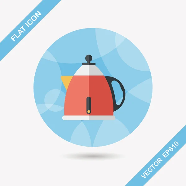 Utensilios de cocina té olla icono plano con sombra larga, eps10 — Vector de stock