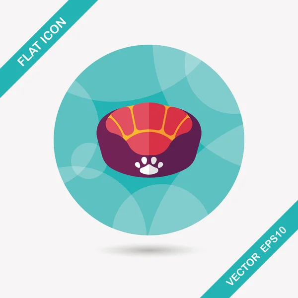 Pet bed flat icon with long shadow, eps10 — стоковый вектор