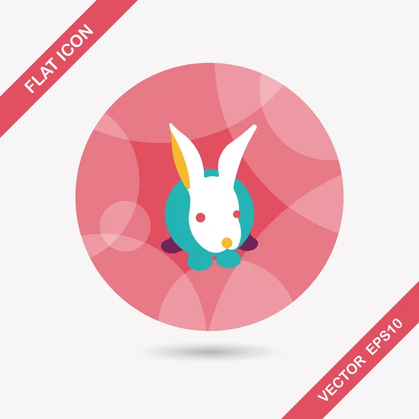 Pet rabbit flat icon with long shadow, eps10 — стоковый вектор