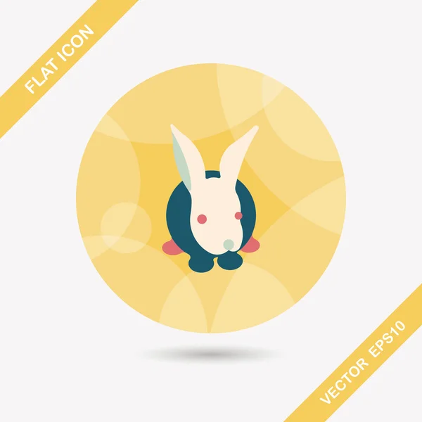 Conejo mascota icono plano con sombra larga, eps10 — Vector de stock